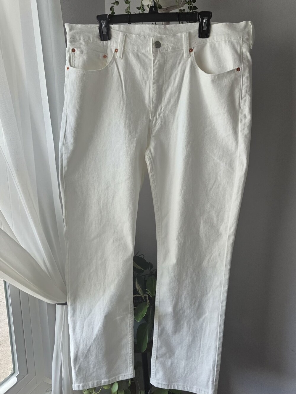 Levi's 514 Straight Leg Jeans Men's 38x30 White Denim Casual Classic Zip Fly